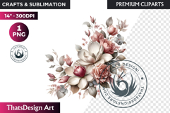 Ethereal Floral arrangements Clipart PNG Rose gold and blush Product Image 1