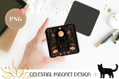 Celestial Moon Magnet PNG, Cartoon Flowers Magnet Print Product Image 1