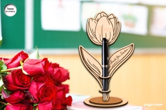 Tulip Pen Stand Laser Cut | Glowforge | Flowers SVG Product Image 1