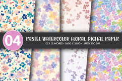 Pastel Watercolor Floral Digital Paper Product Image 1