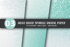 Aqua Silver Sparkle Digital Paper Product Image 1