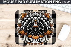 Watercolor Turkey Mouse Pad Sublimation - Thanksgiving PNG Product Image 1