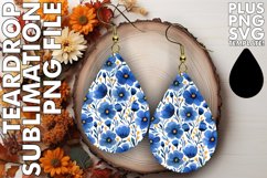 Teardrop Earrings Sublimation featuring Elegant Flowers Product Image 1