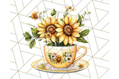 Vintage Floral Teacup Clipart PNG, Blooming Teacups Clip Art Product Image 2