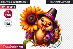 Cute Autumn Animals &amp; Sunflowers - Thanksgiving Clipart Product Image 1