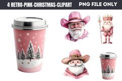 Retro Pink Christmas Sublimation Clipart PNG Product Image 1