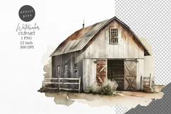 Farm clipart, Barn clipart, Watercolor clipart Product Image 1