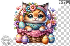 Easter Cat Sublimation - Easter Clipart PNG Design Product Image 1