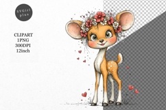Deer Clipart, Valentines Day Clipart, Whimsical Clipart, Product Image 1