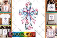 Cozy TSHIRT Gift Ideas PNG, Flower Cross Product Image 1