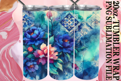 Serene reflections 20oz tumbler wrap, Watercolor Pattern Product Image 1