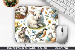 Bunny Mouse Pad Sublimation, Animals Mouse Pad PNG Design Product Image 1