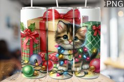 Christmas Cat Tumbler Wrap - Christmas Tumbler PNG Design Product Image 1