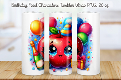 Birthday Food Character Tumbler Wrap PNG 20 oz Product Image 1