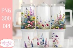 Watercolor wildflowers 40 oz tumbler PNG for sublimation Product Image 9