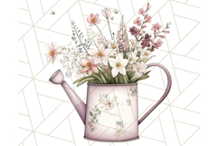 Watering Can Flowers PNG, Rustic Floral Watercolor Clipart Product Image 3