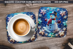 Snowman Coaster Sublimation, Christmas Coaster PNG Design Product Image 1