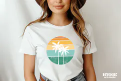 Vintage Ocean Sunset Background PNG Summer Palms Sublimation Product Image 3