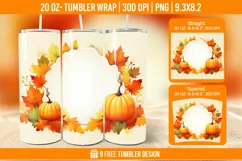 Pumpkin Tumbler Sublimation Wrap, 20 oz Fall Tumbler Wrap Product Image 1