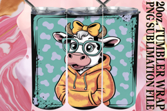 Radiant Love 20oz tumbler wrap, Cute Cow Product Image 1