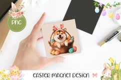 Easter Dog Magnet PNG, Funny Dog Square Coaster Design Product Image 1