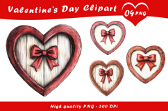 Valentine’s Day Wooden Heart Clipart PNG Product Image 1