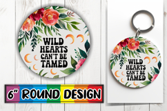 Playful Circle Car Coaster Sublimation, Flower Quote Product Image 1