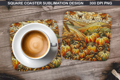 Pumpkin Coaster Sublimation, Halloween Coaster PNG Design Product Image 1