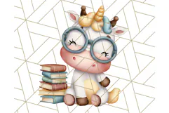 Magical Bookish Unicorn PNG Clipart Reading Books & Stories Product Image 2