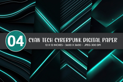 Cyan Tech Cyberpunk Digital Paper Product Image 1