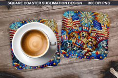 Dog Coaster Sublimation, 4th Of July Coaster PNG Product Image 1