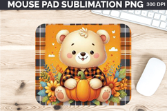 Watercolor Bear Mouse Pad Sublimation - Thanksgiving PNG Product Image 1