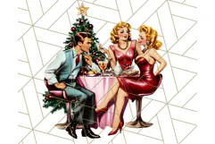 Vintage Glamorous Christmas Party Clipart PNG, Holiday Png Product Image 2