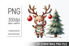 Watercolor Cute Christmas Reindeer Clipart PNG Bundle Product Image 16