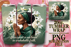 Blissful Sublimation 20oz tumbler wrap, Praying Woman Product Image 1