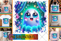 Vibrant TOTE BAG Art Ideas PNG, 3D Cute Ghost Product Image 1