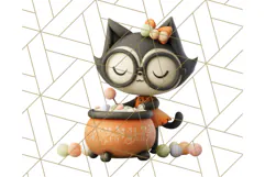 Retro Halloween Clipart Vintage PNG Graphics, 50s Holiday Product Image 2