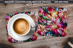 Flowers Coaster Sublimation, Spring Coaster PNG Design Product Image 1