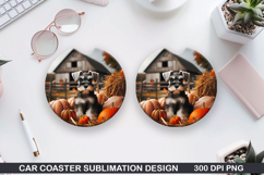 Halloween Dog Car Coaster Sublimation| Halloween Coaster PNG Product Image 1