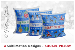 3 Cozy Christmas Knitted Designs - Sublimation Square Pillow Product Image 1