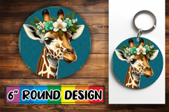 Joyful Round Keychain Magic PNG, Giraffe Product Image 1