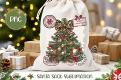 Leopard Christmas Tree Santa Sack Design, Christmas PNG Product Image 1