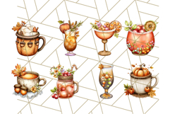Fall Drink Clipart PNG, Cozy Autumn Cocoa and Latte Art Product Image 2