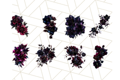 Metallic Gothic Flower PNG, Dark Fantasy Bouquet Clipart Product Image 2