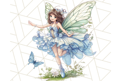 Pastel Fairy Garden Clipart, Cute Fairies &amp; Toadstools PNG Product Image 23