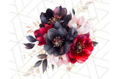 Gothic Floral PNG, Dark Aesthetic Flowers Clipart Print Product Image 2