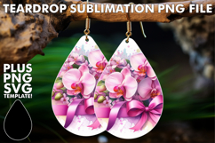 Playful TEARDROP Earrings Art PNG, Flowers Product Image 1