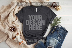 Christmas Black T-shirt mockup - Christmas Background Product Image 1