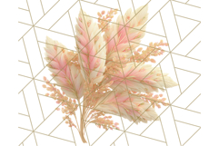 Fall Foliage Clipart PNG, Pink and Green Leaves Product Image 2