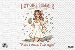 Coquette Summer Girl &amp; Coffee PNG Product Image 1